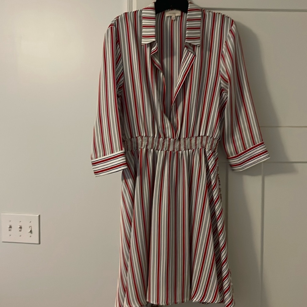 Melloday red striped dress, size large, NWOT,